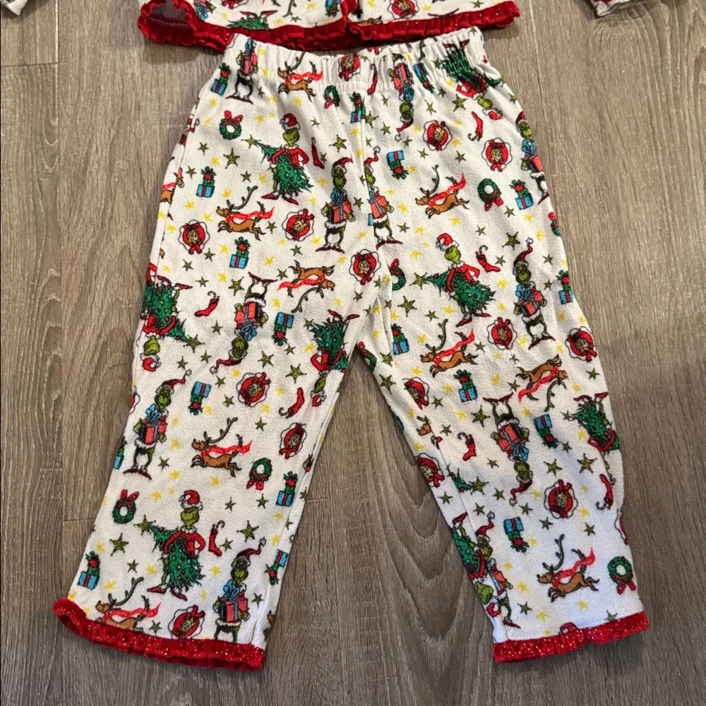 Festive Kids Pajamas Set - White with Red and Green Accents - The Grinch